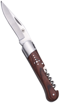 Складной охотничий нож Laguiole 19.5 см со штопором и кожаным чехлом Коричневый (40268499) - изображение 1
