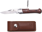 Складной охотничий нож Laguiole 19.5 см со штопором и кожаным чехлом Коричневый (40268499) - изображение 6