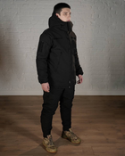 Зимняя военная форма SoftShell с утеплителем ХОЛОСОФТ черный костюм водонепроницаемый бушлат с капюшоном и брюки XXL - (54) - изображение 2