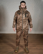 Зимова військова форма SoftShell з утеплювачем ХОЛОСОФТ піксель бушлат та штани розмір M - (48) - зображення 1