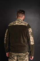 Кофта флисовая мужская военная тактическая с липучками под шевроны ВСУ (ЗСУ) Пиксель 8024 46 размер хаки - изображение 7