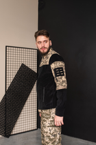 Кофта флисовая мужская военная тактическая с липучками под шевроны ВСУ (ЗСУ) Пиксель 8030 46 размер черная - изображение 6