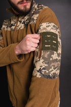 Кофта флисовая мужская военная тактическая с липучками под шевроны ВСУ (ЗСУ) Пиксель 8158 56 размер койот - изображение 6