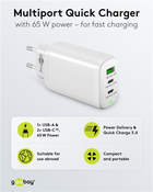 Wieloportowa ładowarka stacjonarna Goobay Wentronic 3x Quick Charger 65W 2x USB-C 1x USB-A Biały (4040849617591) - obraz 9