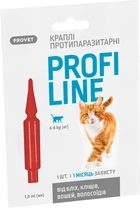 Капли ProVET Profiline инсектоакарицид для кошек 4-8 кг 1 пипетка 1.0 мл (4823082431120)