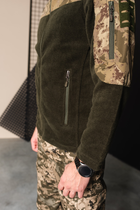 Кофта флисовая мужская военная тактическая с липучками под шевроны ВСУ (ЗСУ) Мультикам Турция 7122 L хаки - изображение 4