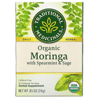 Органическая моринга с мятой и шалфеем Traditional Medicinals "Organic Moringa with Spearmint & Sage" без кофеина (16 пакетиков / 24 г) - изображение 1