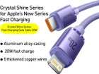 Kabel Baseus Crystal Shine Series Fast Charging Data Cable Type-C to IP 20 W 1.2 m Purpurowy (CAJY000205) - obraz 2