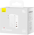 Мережевий зарядний пристрій Baseus GaN5 Pro 140W (2 x Type-C + USB) + Кабель Type-C + Type-C) White (CCGP100202) - зображення 5