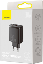 Зарядний пристрій Baseus Compact Quick Charger 2U+C 30 W EU Чорний (CCXJ-E01) - зображення 5