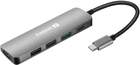 Stacja dokująca Sandberg USB-C 3xUSB3.0 1xUSB-C 1xHDMI Grey (5705730136320) - obraz 1