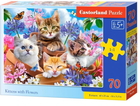 Puzzle Castor Kittens with Flowers 40 x 29 cm 70 elementów (5904438070107) - obraz 1