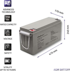 Акумуляторна батарея Qoltec AGM 12V 150Ah max. 2250A 40.1kg 53068 (5901878530680) - зображення 6