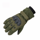 Зимові рукавички Оливкового кольору з сенсорним ефектом, чоловічі утеплені рукавички XXL - зображення 4