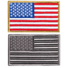 Набір шевронів 2 шт на липучці Прапор США кольоровий та сірий, вишитий патч нашивка 5х8 см - зображення 1