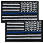 Набор шевронов 2 шт с липучкой Флаг Полиции США отзеркаленный, вышитый патч 5х8 см (800029878) TM IDEIA - изображение 1