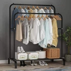 Напольная двойная стойка - вешалка для одежды и обуви Loft Rack стальная Черный
