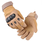 Універсальні тактичні захисні повнопалі рукавички із захистом кісточок койот 8002-L - зображення 1