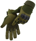 Универсальные тактические полнопалые перчатки с защитой косточек на флисе оливковые 800100-L - изображение 3