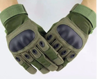 Универсальные тактические полнопалые перчатки с защитой косточек на флисе оливковые 800100-L - изображение 8