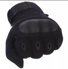 Универсальные тактические полнопалые перчатки с защитой косточек черные 8000-XL - изображение 7