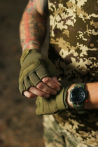 Рукавиці тактичні безпалі Pentagon Duty Mechanic 1/2 Gloves Olive Green S - зображення 3