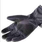 Водоотталкивающие тактические ветрозащитные Softshell на флисе зимние перчатки Черные 9001-М - изображение 5
