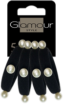 Резинки для волосся Glamour чорні з перлами 4 шт (5902704176683) - зображення 1