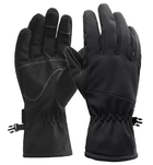 Водоотталкивающие ветрозащитные зимние Softshell тактические на флисе перчатки Черные 9001-L - изображение 1
