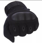 Универсальные тактические защитные полнопалые перчатки с защитой косточек черные 8000-L - изображение 7
