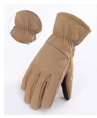 Водоотталкивающие ветрозащитные зимние Softshell тактические на флисе перчатки Койот 9003-L - изображение 3