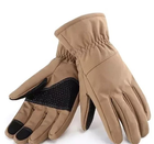 Водоотталкивающие ветрозащитные зимние Softshell тактические на флисе перчатки Койот 9003-XL - изображение 6