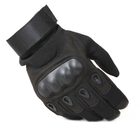 Универсальные тактические защитные полнопалые перчатки с защитой косточек черные 8000-XL - изображение 3
