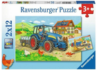 Zestaw puzzle Ravensburger Plac budowy i gospodarstwo 2 x 12 elementów (4005556076161) - obraz 1