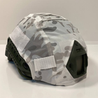 Кавер на каску FAST M-KET Білий камуфляж ЗСУ військовий чохол на шолом з гумкою бічними стропами та липучками для шевронів універсальний розмір L-XL - зображення 2