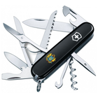 Нож Victorinox Huntsman Ukraine 91 мм Чорний Великий Герб України (1.3713.3_T0400u) - изображение 1