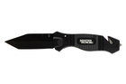 Нож складной MASTERTOOL "ELMAX" 207х37х16 мм черное нержавеющее лезвие алюминиевая рукоятка стропорез MASN-2473 - изображение 4