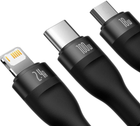 Kabel Baseus Flash Series 2 One-for-three Fast Charging Data Cable USB to M+L+C 100 W 1.2 m Black (CASS030001) - obraz 3