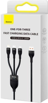 Kabel Baseus Flash Series 2 One-for-three Fast Charging Data Cable USB to M+L+C 100 W 1.2 m Black (CASS030001) - obraz 5