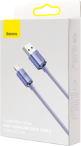 Kabel Baseus Crystal Shine Series Fast Charging Data Cable USB to iP 2.4 A 2 m Purple (CAJY000105) - obraz 2