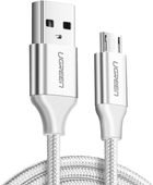Kabel Ugreen US290 USB 2.0 to Micro Cable Nickel Plating Aluminum Braid 2 A 2 m White (6957303861538) - obraz 1