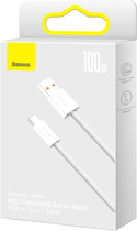 Kabel Baseus USB 2.0 AM-Type-C m, 1 m, 20V/5A, 100W Dynamic Series White (CALD000602) - obraz 3