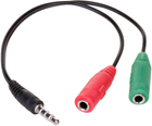 Kabel Akyga miniJack 3.5 mm - 2x miniJack 3.5 mm M/F 0.15 m Black (5901720131959) - obraz 1