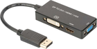 Kabel adapter Digitus mini DisplayPort - HDMI+DVI+VGA M/F/F/F 0.2 m Black (4016032433804) - obraz 1