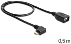Кабель кутовий Delock micro-USB - USB Type-A M/F 0.5 м Black (4043619832712) - зображення 2