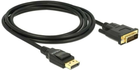 Kabel adapter Delock DisplayPort - DVI-D M/M 2 m Black (4043619853137) - obraz 1