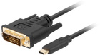Kabel adapter Lanberg USB Type-C - DVI-D M/M 3 m Black (5901969436860) - obraz 1