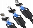 Kabel Msonic 3 w 1 micro-USB - USB Type-C - Lightning 1 m Black (4718308535679) - obraz 1