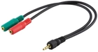 Kabel Manhattan miniJack 3.5 mm - 2 x miniJack 3.5 mm M/F 0.15 m Black (766623352024) - obraz 1