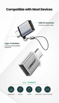 Kabel Ugreen US270 OTG Adapter Type-C 3.1 m - USB 3.0 F Alum. Gray (6957303852833) - obraz 3